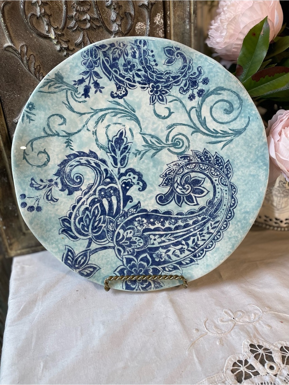 Maxcera Paisley Blue Dinner plate new